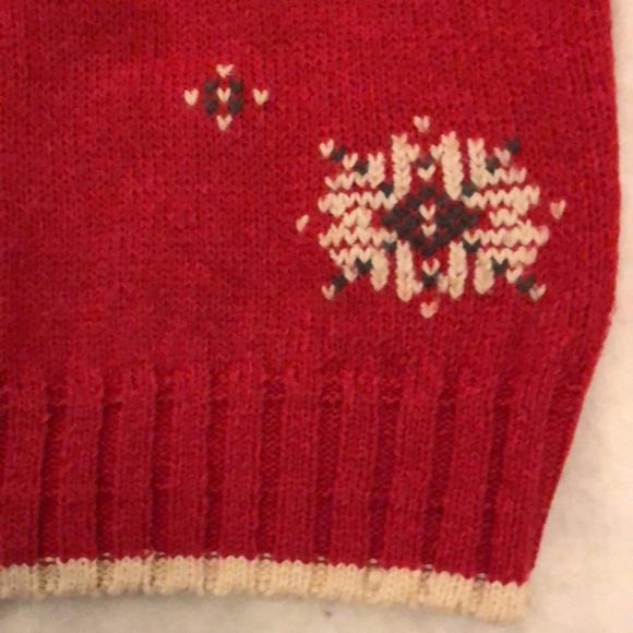 Liz Claiborne Lizwear Vintage Red Snowflake Christmas Sweater Shoulder Pads - Picture 5 of 8